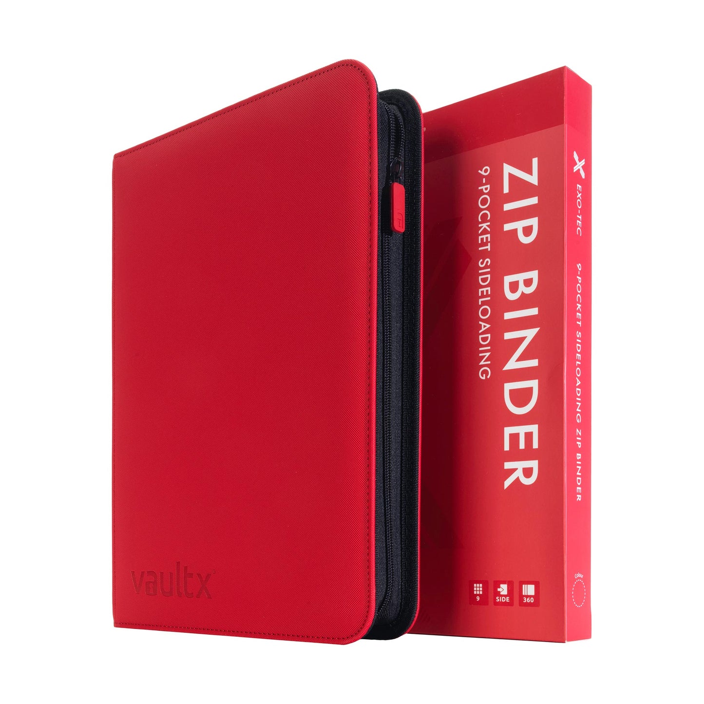 VaultX Exo-Tec Zip Binder - Fire Red (9-Pocket)